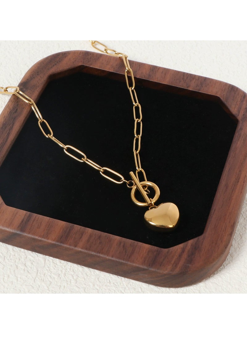 Gold‑Tone Heart Toggle Chain Necklace, Perfect for Weddings, Eid, Office, Brunch & Evening Events  - Image 5