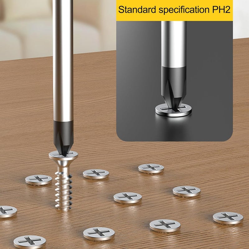 Sipery 2 Pack Phillips Screwdriver - 4 Inch Shaft, Cross-head 6mm PH2 Magnetic Extended Screwdriver With Rubber Handle - Image 5