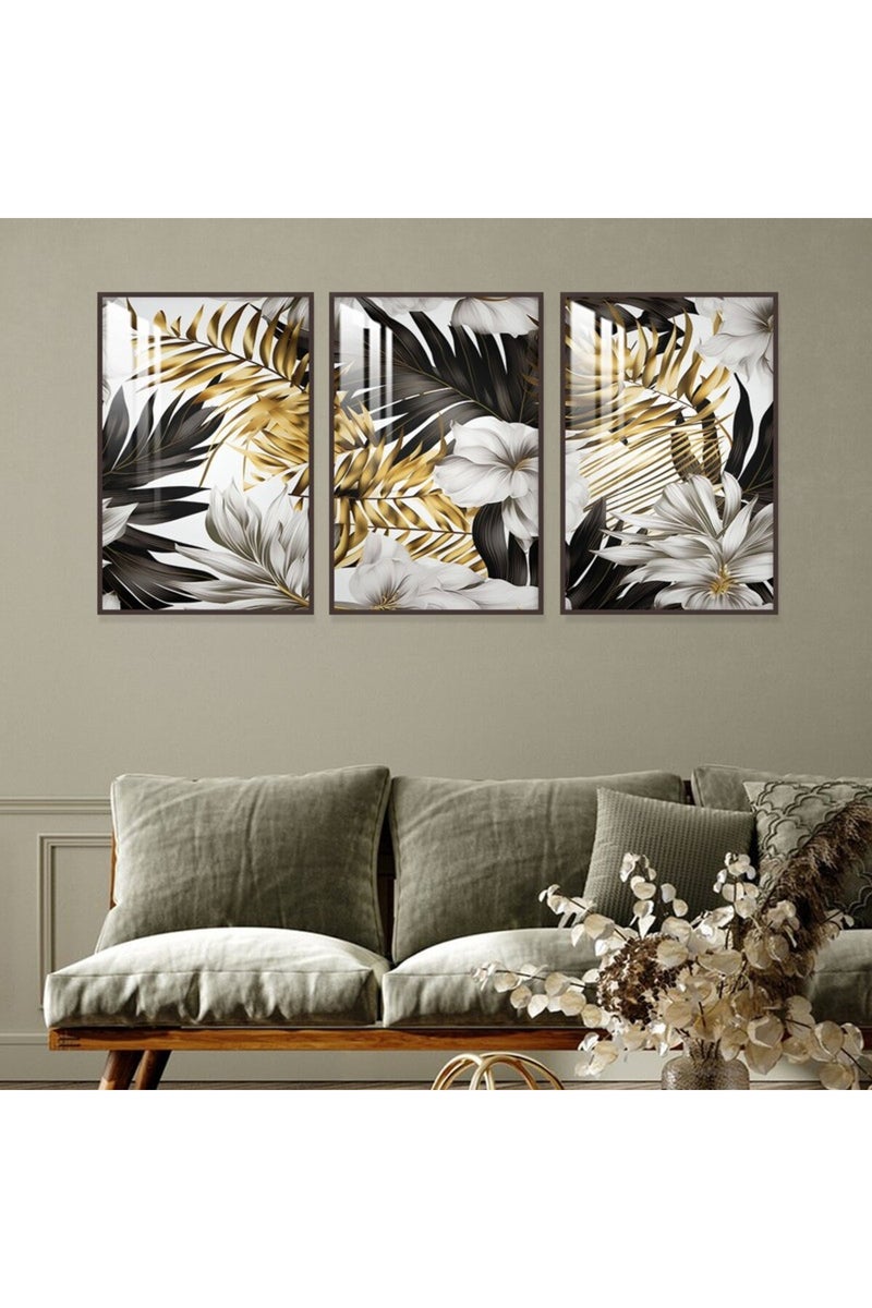 Marktna Three wooden wall painting with a frame and a clear acrylic layer - Image 1
