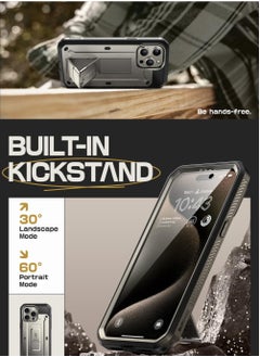 SupCase Unicorn Beetle Pro Case for iPhone 15 Pro Max 6.7 inch Built In Screen Protector and Kickstand and Belt Clip Heavy Duty Rugged Case Tigray  - Image 3