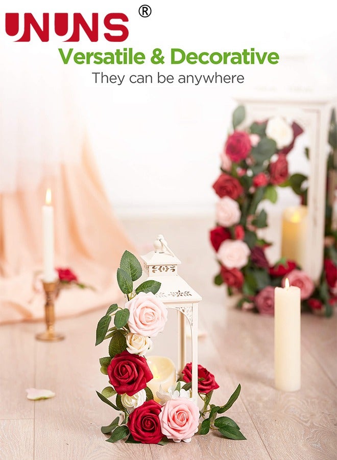 UNUNS Artificial Flowers Real Looking,25 Pcs Fake Roses With Stems,Ealistic Fake Roses For DIY Wedding Bouquets,Floral Arrangements Party,Tables Home Decorations-Shades of Dusty Rose - Image 5