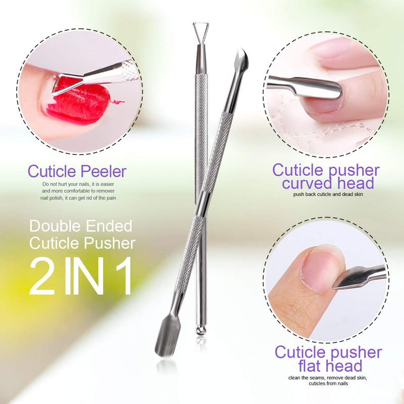 Teenitor Gel Nail Polish Remover Kit - Nail Clips, Remover Pads, Cuticle Peeler, Nail File, Buffer, Brushes & Soak Off Clips for Hands & Toes - Purple - Image 4