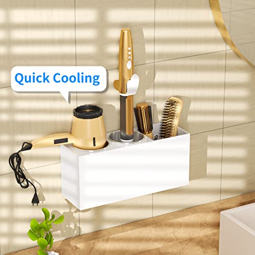 NIUBEE Wall Mount Hair Styling Tool Organizer - Bathroom Cabinet Holder for Blow Dryers, Flat Irons, Curling Irons - White - Image 3