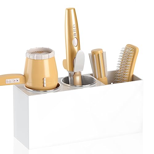 NIUBEE Wall Mount Hair Styling Tool Organizer - Bathroom Cabinet Holder for Blow Dryers, Flat Irons, Curling Irons - White - Image 1