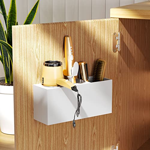 NIUBEE Wall Mount Hair Styling Tool Organizer - Bathroom Cabinet Holder for Blow Dryers, Flat Irons, Curling Irons - White - Image 2