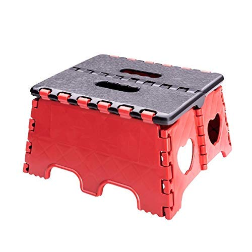 Mishrit 7 Inches Super Strong Folding Step Stool for Adults and Kidswith Handle Portable Collapsible Small Super Foldable Stool Non Slip Stools for Kitchen Bathroom Bedroom and Office Use - Image 1
