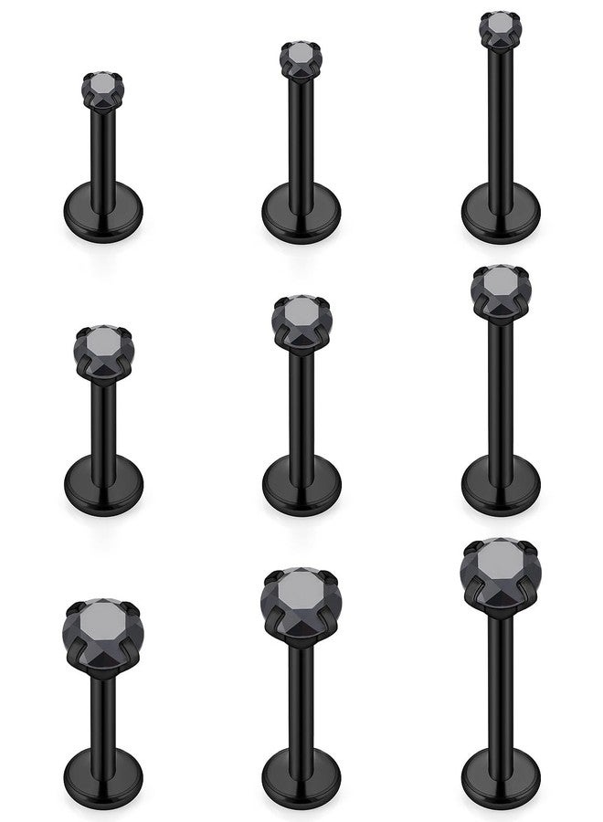 Hoeudjo Helix Piercing Jewelry Stainless Steel Tragus Piercing Jewelry Medusa Piercings Monroe Labret Ashley Lip Rings for Women Post Length 6mm 8mm 10mm Black - Image 1