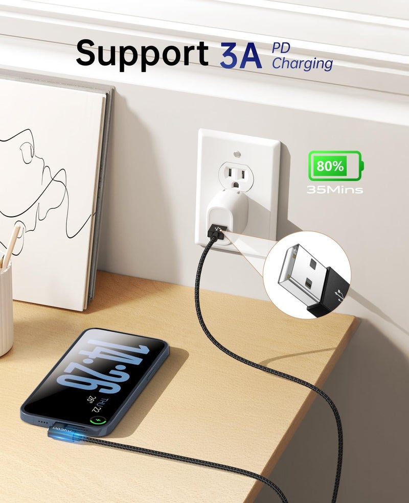 Dasku USB to USB C Cable 90 Degree [2Pack 10ft] 3A Right Angle USB C Cable Extra Long Heavy Duty USB Type C Cable Fast Charging, for iPhone 17/16/16e/15 Pro Max, Samsung Galaxy, Android Phones, and More - Image 2