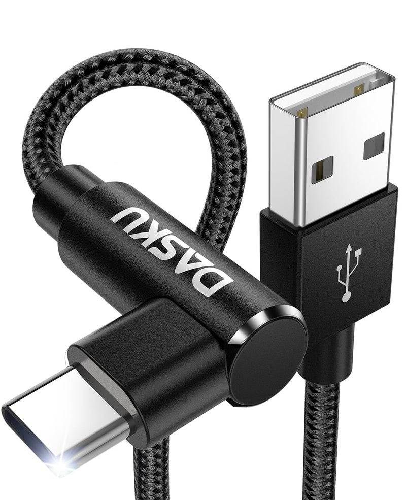 Dasku USB to USB C Cable 90 Degree [2Pack 10ft] 3A Right Angle USB C Cable Extra Long Heavy Duty USB Type C Cable Fast Charging, for iPhone 17/16/16e/15 Pro Max, Samsung Galaxy, Android Phones, and More - Image 1