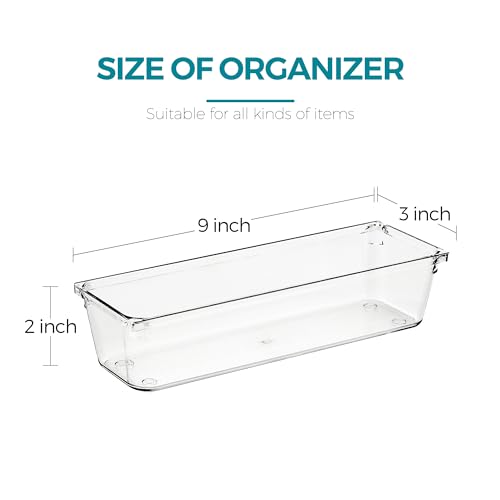 Ravinte Decor 12 Pack Drawer Organizer 3 X 9 Clear Acrylic Storage Bins with NonSlip Pads Versatile Desk Tray for Makeup Jewelry Kitchen Bathroom and Office Organization - Image 3