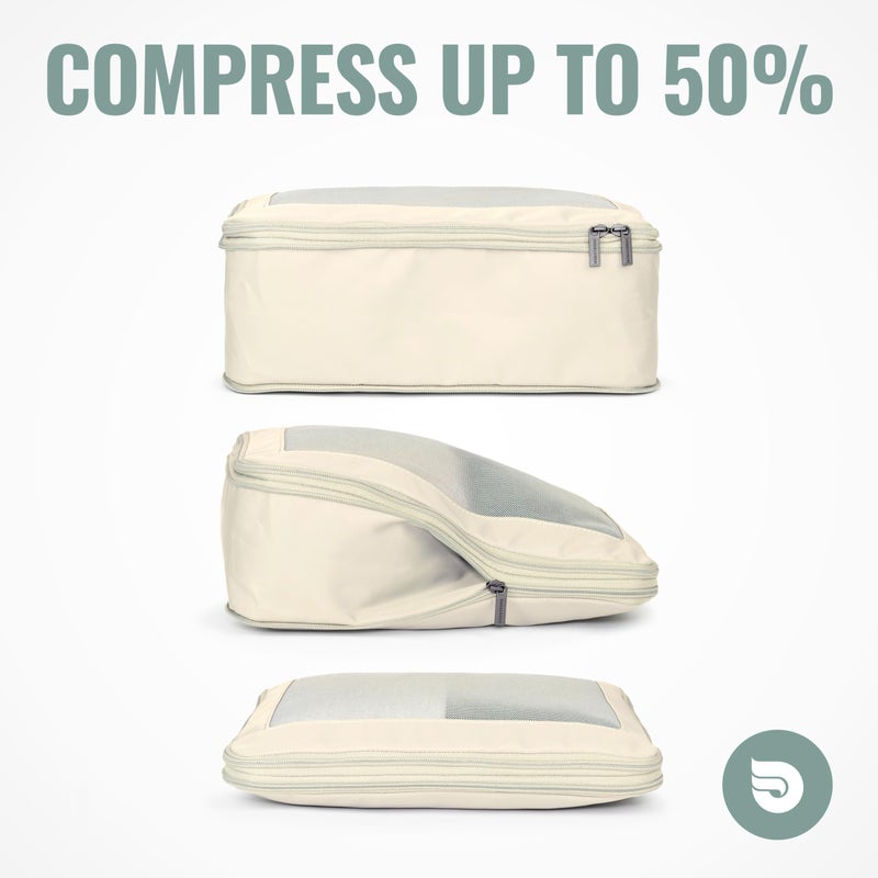 Aerotrunk Aerotrunk Compression Packing Cubes for Travel - Luggage Organizer Bags - Double Zipper Packing Cubes for Suitcases (6-Pack, Beige)  - Image 2