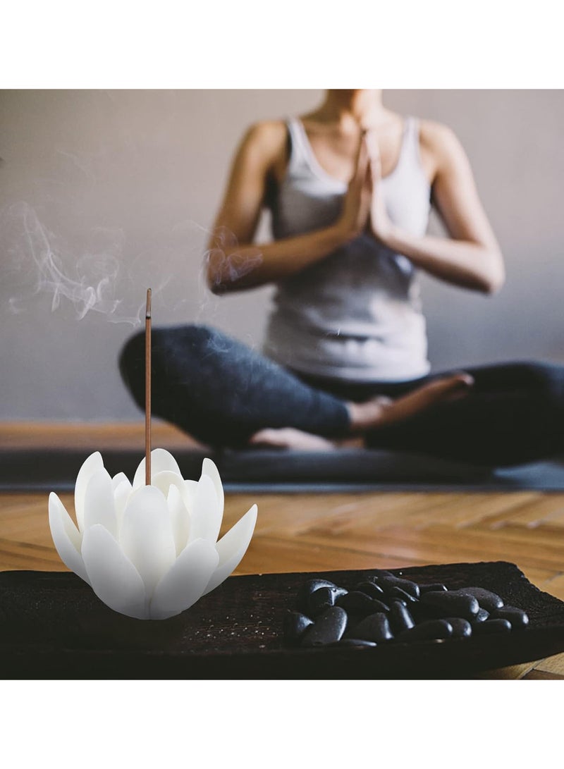 GGOOT White Lotus Incense Holder Ceramic Incense Burner Flower Stick for Yoga Studio Living Room Home Decor(2.1 Inch)  - Image 4