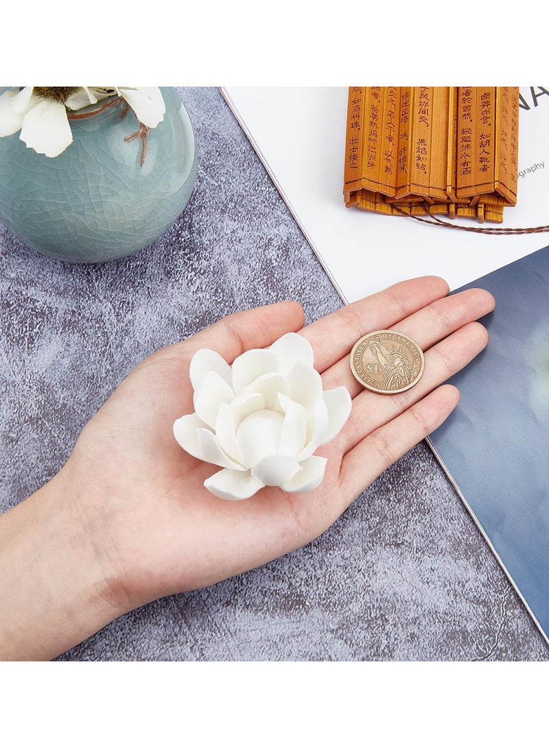 GGOOT White Lotus Incense Holder Ceramic Incense Burner Flower Stick for Yoga Studio Living Room Home Decor(2.1 Inch)  - Image 3