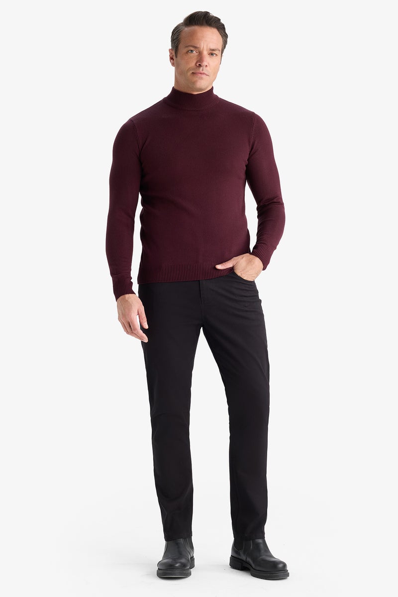 DeFacto Red Man Slim Fit Turtleneck Basic Knit Pullover Casual - Image 2