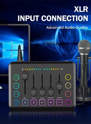 F9 Live Sound Card Professional Live Mixing Console DIY Key Bluetooth Phantom Power DJ Mixer Suitable for Live Streaming and Computer Recording - view 5
