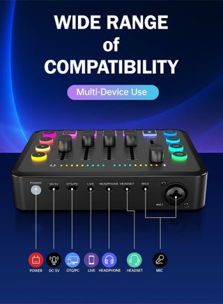 F9 Live Sound Card Professional Live Mixing Console DIY Key Bluetooth Phantom Power DJ Mixer Suitable for Live Streaming and Computer Recording - view 4