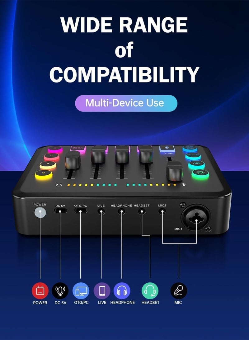 Leon Home F9 Live Sound Card Professional Live Mixing Console DIY Key Bluetooth Phantom Power DJ Mixer Suitable for Live Streaming and Computer Recording  - Image 4