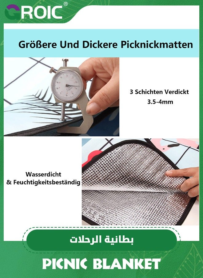 GROIC Extra Large Picnic Blanket (150*200cm),3-Layer Thickening Waterproof Camping Blanket, Sandproof Picnic Blanket for Beach, Machine Washable, Wear-Resistant, Camping Mat(Blue) - Image 5