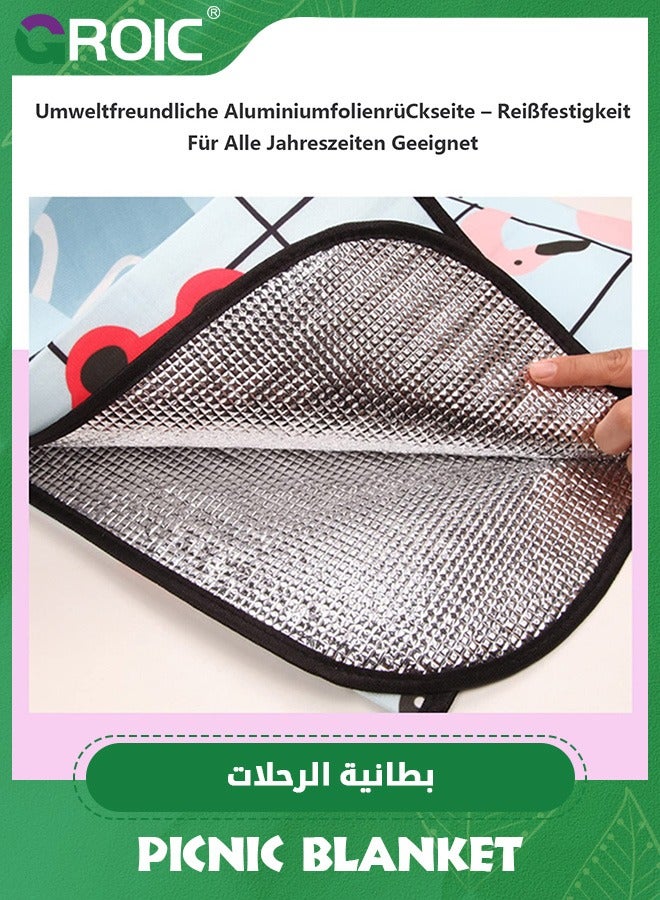 GROIC Extra Large Picnic Blanket (150*200cm),3-Layer Thickening Waterproof Camping Blanket, Sandproof Picnic Blanket for Beach, Machine Washable, Wear-Resistant, Camping Mat(Blue) - Image 4