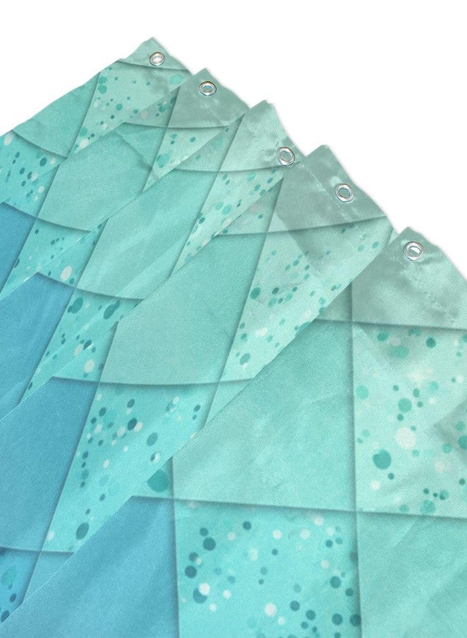 ZOEO Shower Curtain Backdrop Ocean Blue Teal Mermaid Fish Scales Geometric Rhombus Bathroom Home Decor Set Fabric Bridal Polyester Washable Waterproof 12 Hooks for Women 72x72 Inch - Image 5