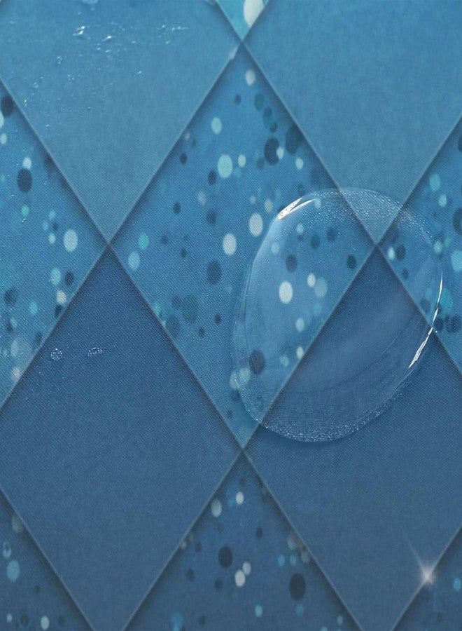 ZOEO Shower Curtain Backdrop Ocean Blue Teal Mermaid Fish Scales Geometric Rhombus Bathroom Home Decor Set Fabric Bridal Polyester Washable Waterproof 12 Hooks for Women 72x72 Inch - Image 4