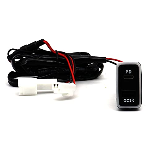 Disscool Toyota QC3.0 USB C VIGO Power Socket, 3.2A Quick Charge Car Charger USB Adapter with Blue LED Output PD for Smartphone/iPad/PDA - Image 2
