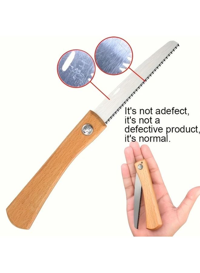 Compact Wooden Manual Hand Saw Ergonomic Handle Serrated Blade 1pc for Camping Woodworking - Image 1