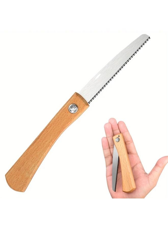 Compact Wooden Manual Hand Saw Ergonomic Handle Serrated Blade 1pc for Camping Woodworking - Image 3