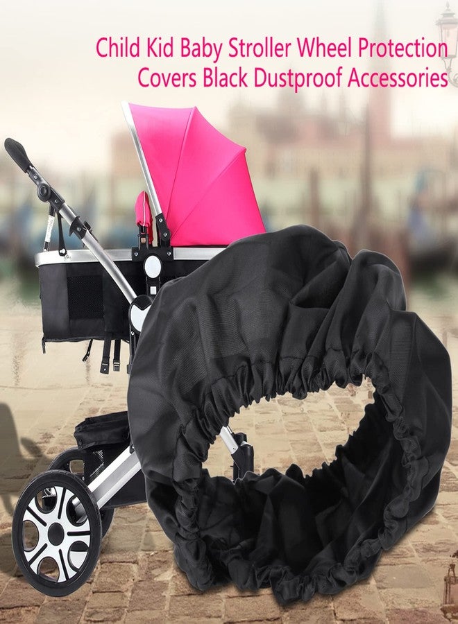 GOTOTOP 4Pcs/Set Stroller Wheel Covers Child Kid Baby Stroller Wheel Covers Black Accessories S - Image 2