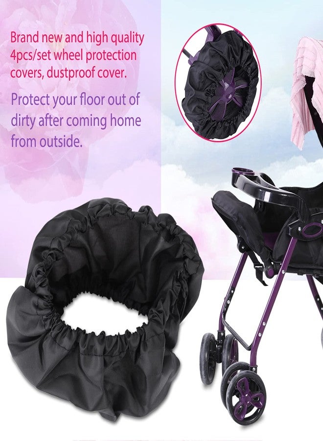 GOTOTOP 4Pcs/Set Stroller Wheel Covers Child Kid Baby Stroller Wheel Covers Black Accessories S - Image 3