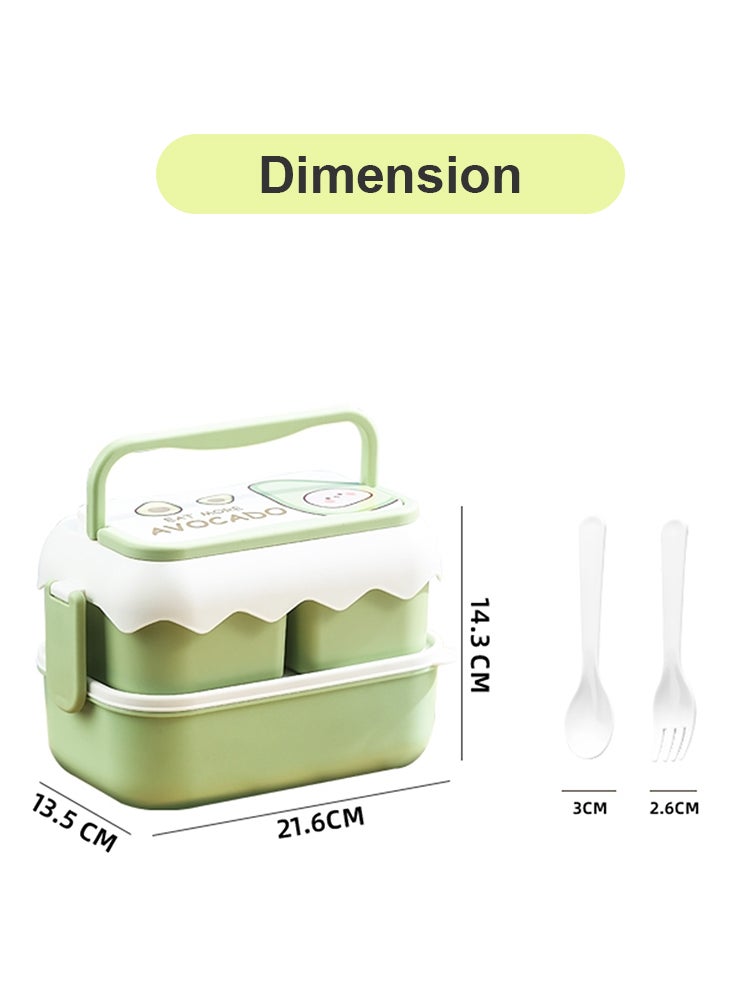 2500ml Leak Proof Bento Box For Kids - Large Capacity with 3 Compartments and Double Layer Microwavable Food Storage Container for School, Picnic or Dining Out