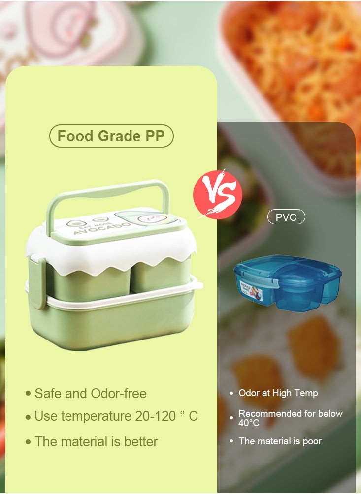 Perfii 2500ml Leak Proof Bento Box For Kids - Large Capacity with 3 Compartments and Double Layer Microwavable Food Storage Container for School, Picnic or Dining Out  - Image 5