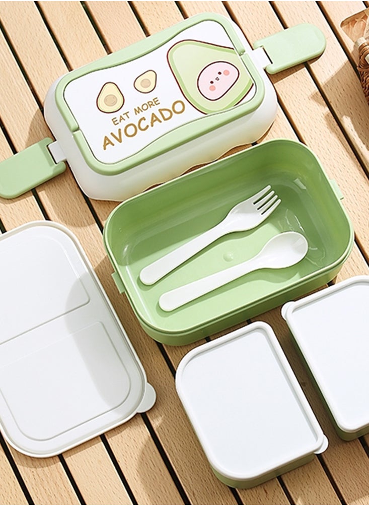 Perfii 2500ml Leak Proof Bento Box For Kids - Large Capacity with 3 Compartments and Double Layer Microwavable Food Storage Container for School, Picnic or Dining Out  - Image 2