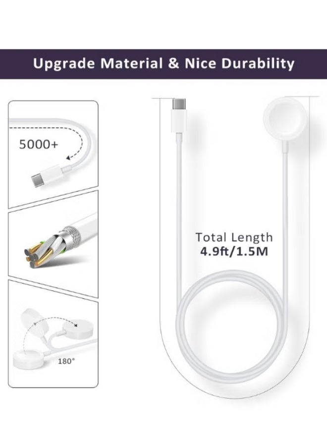 Apple Watch wireless charging line (compatible iWatch series 10/9/8/7/6 / SE/SE2/5/4/3/2, white  - Image 3