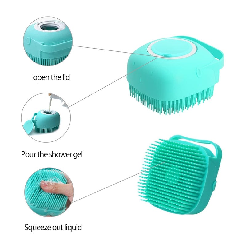 EXOFLY Dog Grooming Brush Soothing Bath Brush, Pet Massage Brush Shampoo Dispenser, Soft Silicone Bristle for Dogs and Cats Shower Soft Silicone Brushes for Pet Dogs Cat Rabbit (Model 7) - Image 4