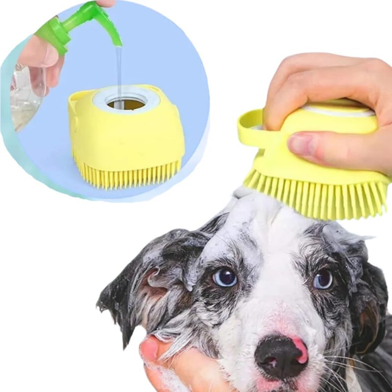 EXOFLY Dog Grooming Brush Soothing Bath Brush, Pet Massage Brush Shampoo Dispenser, Soft Silicone Bristle for Dogs and Cats Shower Soft Silicone Brushes for Pet Dogs Cat Rabbit (Model 7) - Image 2