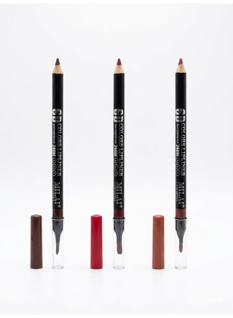 Milai Cosmetic 6D COLORS LIPLINER WATERPROOF 2 IN 1 -  24H shade 6-10-12 - 0.7g - Image 1