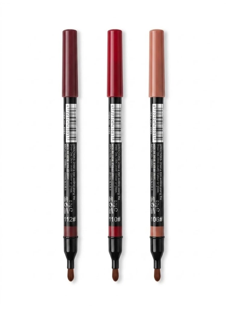 Milai Cosmetic 6D COLORS LIPLINER WATERPROOF 2 IN 1 -  24H shade 6-10-12 - 0.7g - Image 2