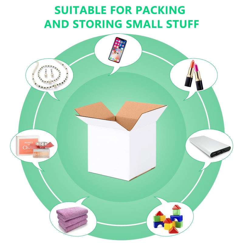 JOWLOT 4x4x4 Small Shipping Boxes Set of 40, White Corrugated Cardboard Box for Small Business for Mailing Packaging Gifts - Image 5