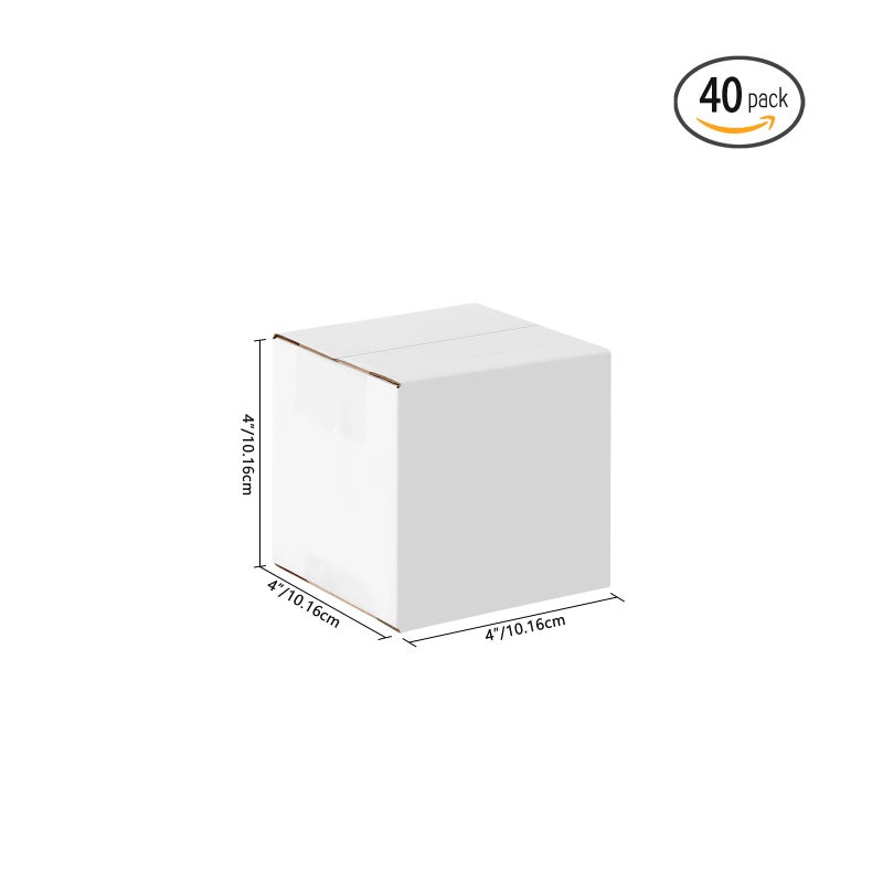 JOWLOT 4x4x4 Small Shipping Boxes Set of 40, White Corrugated Cardboard Box for Small Business for Mailing Packaging Gifts - Image 2