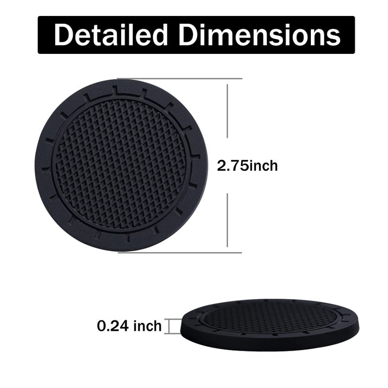 JUSTTOP Car Cup Holder Coaster, PVC Car Coaster, 4 Pack Universal Auto Anti Slip Cup Holder Insert Coaster, Car Interior Accessories - Black - Image 2