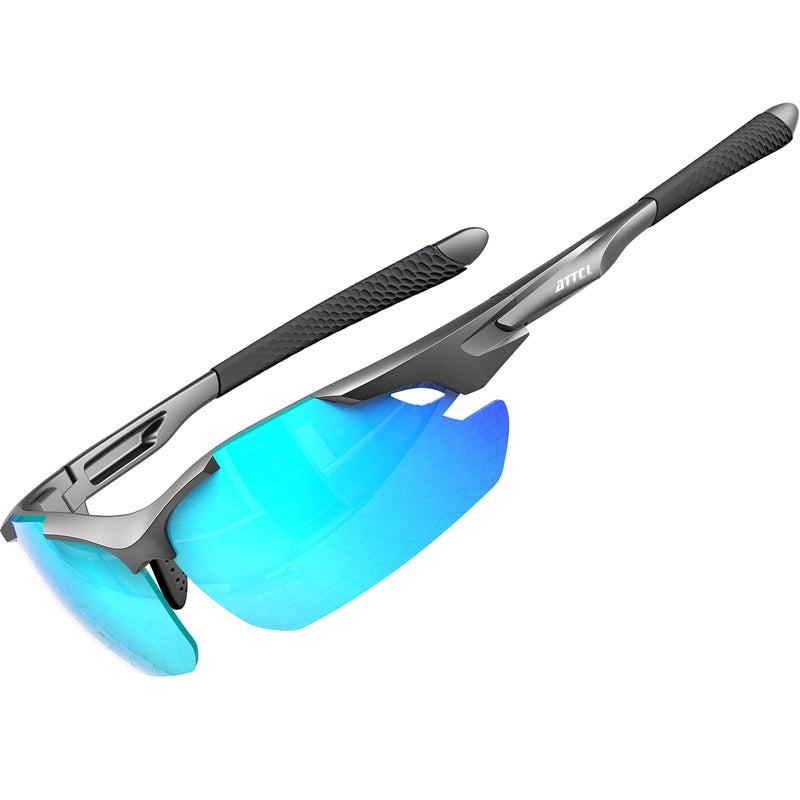 ATTCL Sunglasses For Men - Upgraded Sports Polarized Sunglasses for Cycling Driving Fishing UV Protection 7027-C2 Blue - Image 1