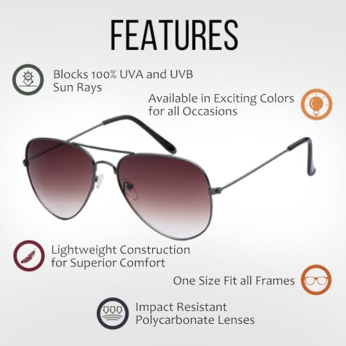 Got Shades Aviator Sunglasses for Men & Women - 100% UV Protection Classic Pilot Aviator for Mens - Sunglasses Pack of 4 - Image 3