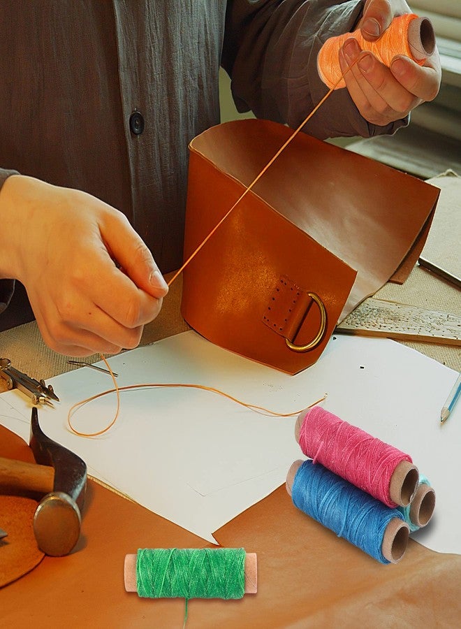 جانيون خيط خياطة مشمع من JANYUN بطول 264 ياردة، مصنوع من جلد 150D، مناسب للأعمال الجلدية اليدوية، بقطر 1 مم، متوفر بـ 8 ألوان، كل لون بطول 33 ياردة (اللون B). - Image 5