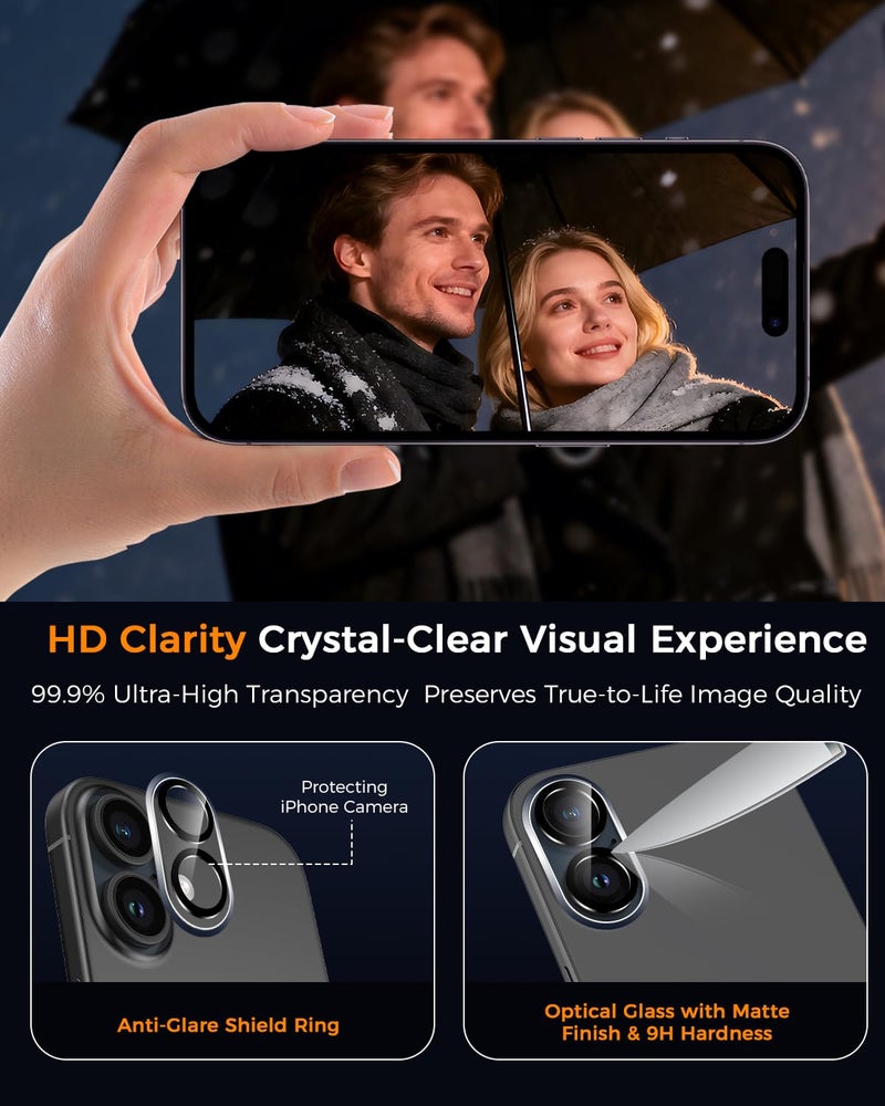 SIBEITU 3 Pack Screen Protector for iPhone 17 with 3 Pack Camera Lens Tempered Glass Protector + Installation Frame, 6.3 Inch HD Clear Glass Film 9H Hardness Scratch Resistent, Case Friendly - Image 4