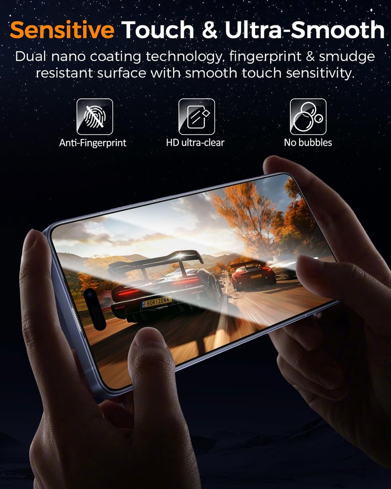 SIBEITU 3 Pack Screen Protector for iPhone 17 with 3 Pack Camera Lens Tempered Glass Protector + Installation Frame, 6.3 Inch HD Clear Glass Film 9H Hardness Scratch Resistent, Case Friendly - Image 5