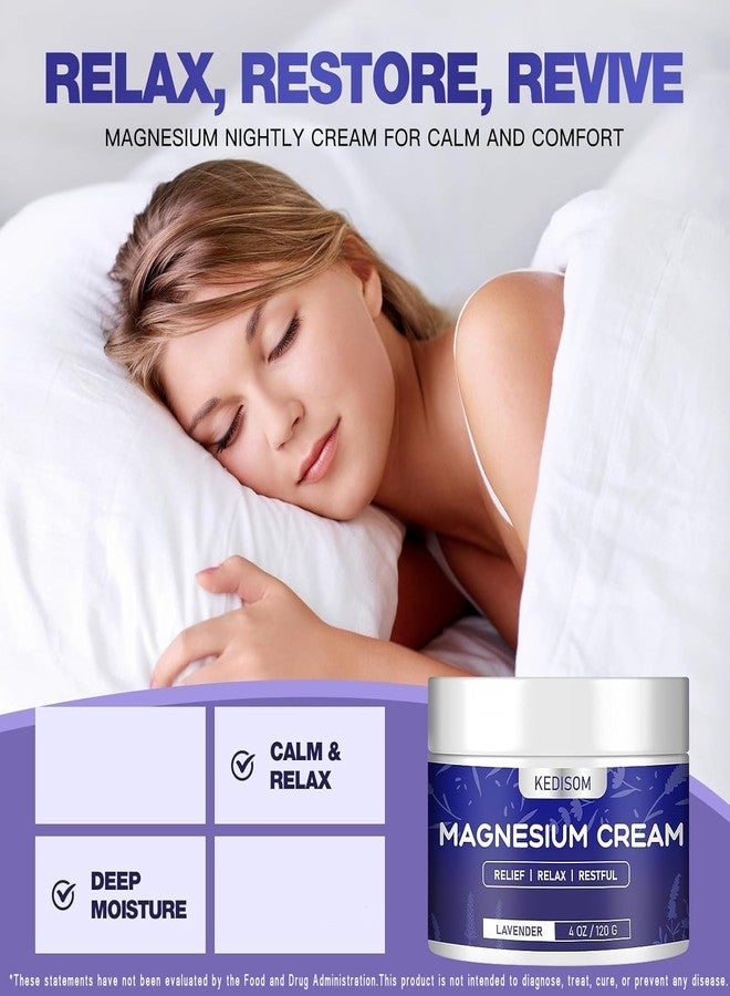 KEDISOM Magnesium Cream for Sleep - Natural Topical Magnesium Lotion, Calm - Nighttime Body Butter for Deep Hydration - Safe for Kids (Lavender) - Image 3