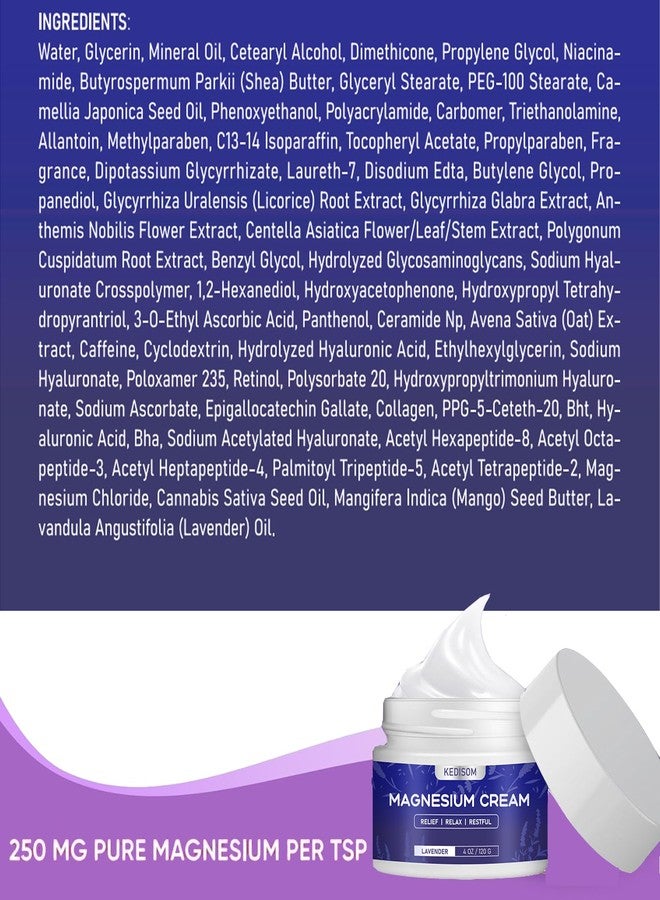 KEDISOM Magnesium Cream for Sleep - Natural Topical Magnesium Lotion, Calm - Nighttime Body Butter for Deep Hydration - Safe for Kids (Lavender) - Image 2