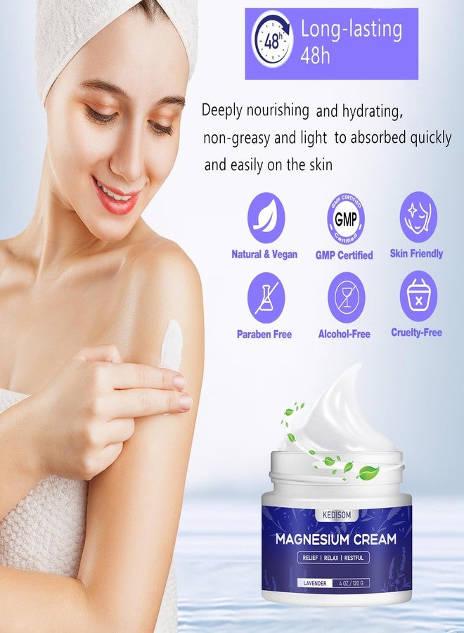 KEDISOM Magnesium Cream for Sleep - Natural Topical Magnesium Lotion, Calm - Nighttime Body Butter for Deep Hydration - Safe for Kids (Lavender) - Image 4