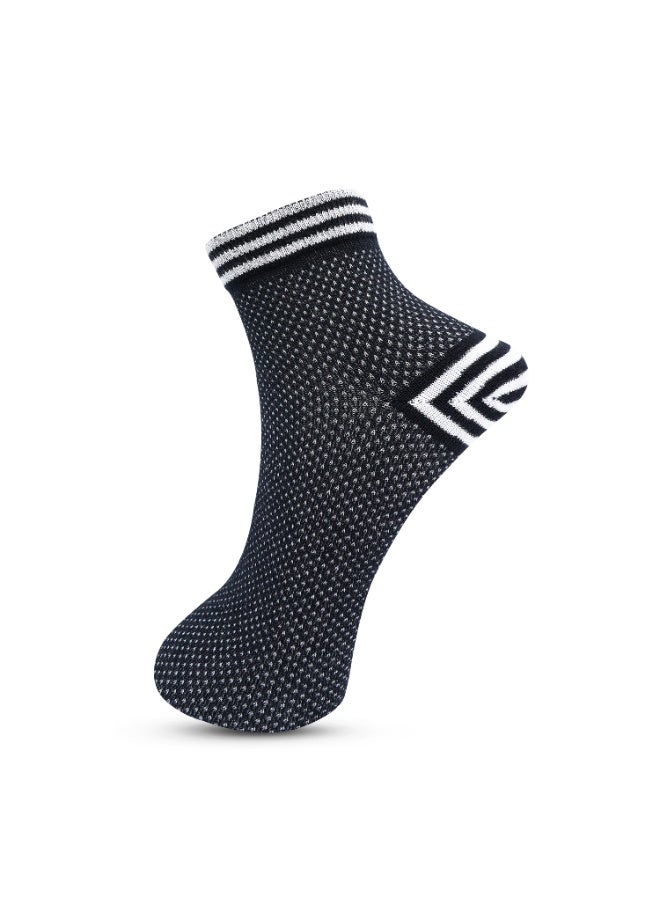 White Leaf Men’s Corporate Ankle Socks – Breathable, Moisture-Wicking, Stay-Put Grip – Premium Cotton – 3 Pairs (Gray, Black, Blue) - Image 2